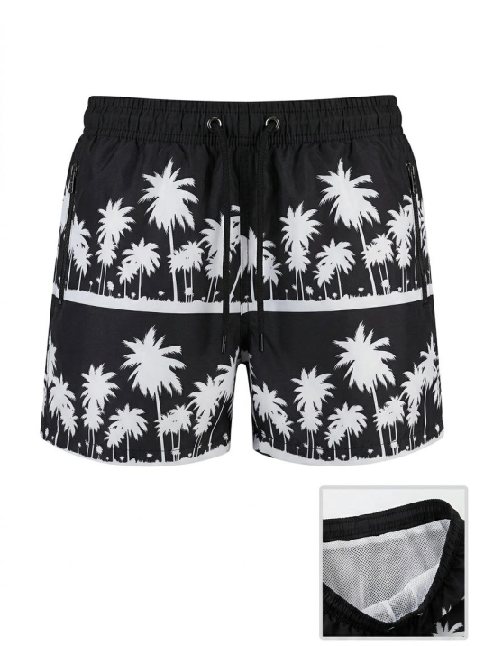 Kadın Deniz Şortu Fermuarlı Cepli File Astarlı Hızlı Kuruyan Premium - Siyah