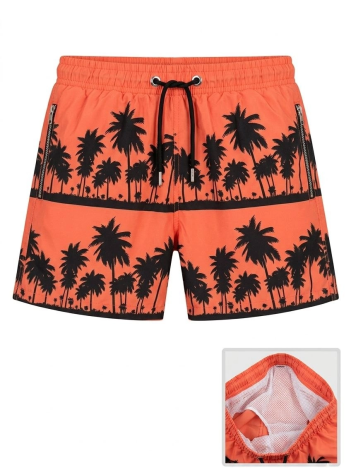 Kadın Deniz Şortu Fermuarlı Cepli File Astarlı Hızlı Kuruyan Premium - Turuncu