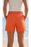 Kadın Deniz Şortu Fermuarlı Cepli File Astarlı Hızlı Kuruyan Premium - Turuncu