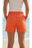 Kadın Deniz Şortu Fermuarlı Cepli File Astarlı Hızlı Kuruyan Premium - Turuncu