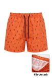 Kadın Deniz Şortu Fermuarlı Cepli File Astarlı Hızlı Kuruyan Premium - Turuncu