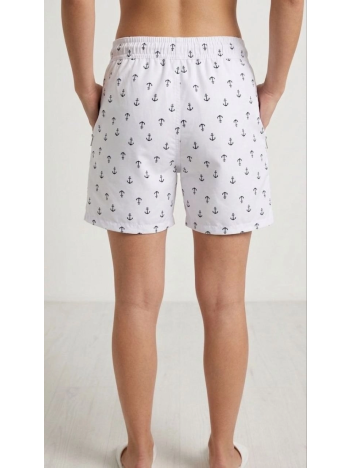 Kadın Deniz Şortu Fermuarlı Cepli File Astarlı Hızlı Kuruyan Premium - Beyaz