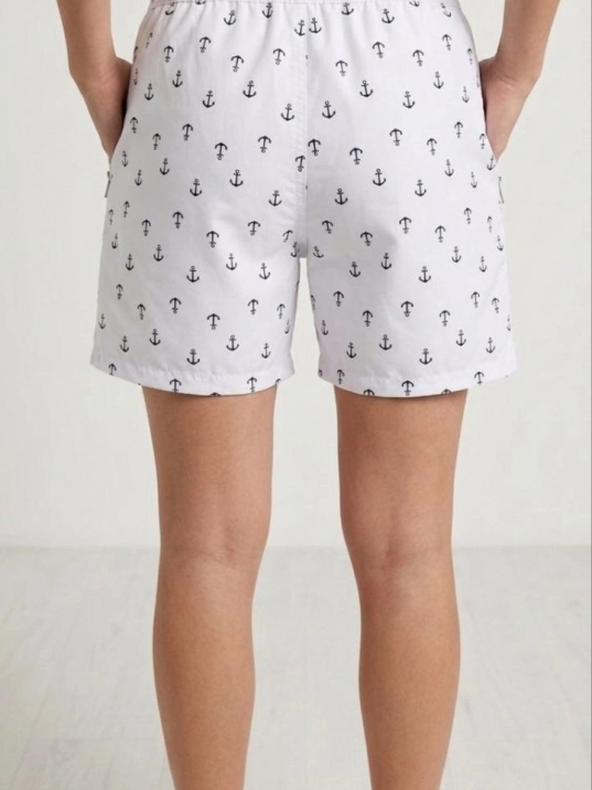 Kadın Deniz Şortu Fermuarlı Cepli File Astarlı Hızlı Kuruyan Premium - Beyaz