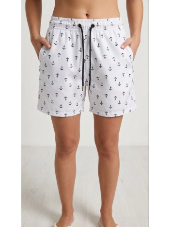 Kadın Deniz Şortu Fermuarlı Cepli File Astarlı Hızlı Kuruyan Premium - Beyaz