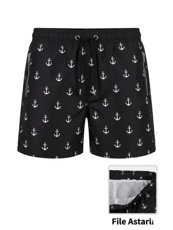 Kadın Deniz Şortu Fermuarlı Cepli File Astarlı Hızlı Kuruyan Premium - Siyah Kadın Deniz Şortu Fermuarlı Cepli File Astarlı Hızlı Kuruyan Premium - Siyah