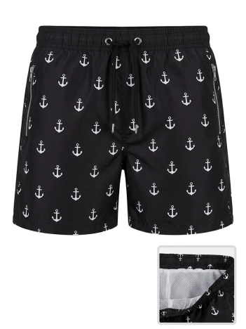 Kadın Deniz Şortu Fermuarlı Cepli File Astarlı Hızlı Kuruyan Premium - Siyah