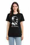 Kadın Atatürk Baskılı Tişört Kısa Kollu Bisiklet Yaka T-shirt - Siyah Kadın Atatürk Baskılı Tişört Kısa Kollu Bisiklet Yaka T-shirt - Siyah