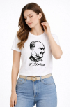 Kadın Atatürk Baskılı Tişört Kısa Kollu Bisiklet Yaka T-shirt - Beyaz Kadın Atatürk Baskılı Tişört Kısa Kollu Bisiklet Yaka T-shirt - Beyaz