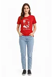 Kadın Atatürk Baskılı Tişört Kısa Kollu Bisiklet Yaka T-shirt - Kırmızı