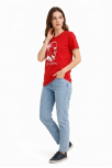 Kadın Atatürk Baskılı Tişört Kısa Kollu Bisiklet Yaka T-shirt - Kırmızı Kadın Atatürk Baskılı Tişört Kısa Kollu Bisiklet Yaka T-shirt - Kırmızı