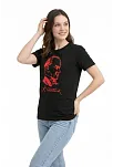 Kadın Atatürk Baskılı Tişört Kısa Kollu Bisiklet Yaka T-shirt - Siyah