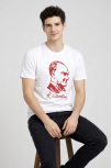 Erkek Atatürk Baskılı Tişört Kısa Kollu Bisiklet Yaka T-shirt - Beyaz