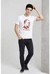 Erkek Atatürk Baskılı Tişört Kısa Kollu Bisiklet Yaka T-shirt - Beyaz