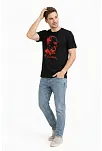 Erkek Atatürk Baskılı Tişört Kısa Kollu Bisiklet Yaka T-shirt - Siyah