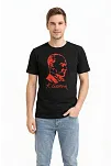 Erkek Atatürk Baskılı Tişört Kısa Kollu Bisiklet Yaka T-shirt - Siyah