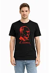Erkek Atatürk Baskılı Tişört Kısa Kollu Bisiklet Yaka T-shirt - Siyah