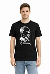 Erkek Atatürk Baskılı Tişört Kısa Kollu Bisiklet Yaka T-shirt - Siyah