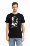 Erkek Atatürk Baskılı Tişört Kısa Kollu Bisiklet Yaka T-shirt - Siyah
