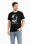 Erkek Atatürk Baskılı Tişört Kısa Kollu Bisiklet Yaka T-shirt - Siyah