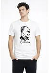 Erkek Atatürk Baskılı Tişört Kısa Kollu Bisiklet Yaka T-shirt - Beyaz Erkek Atatürk Baskılı Tişört Kısa Kollu Bisiklet Yaka T-shirt - Beyaz