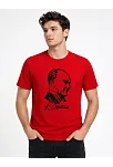 Erkek Atatürk Baskılı Tişört Kısa Kollu Bisiklet Yaka T-shirt - Kırmızı