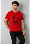 Erkek Atatürk Baskılı Tişört Kısa Kollu Bisiklet Yaka T-shirt - Kırmızı