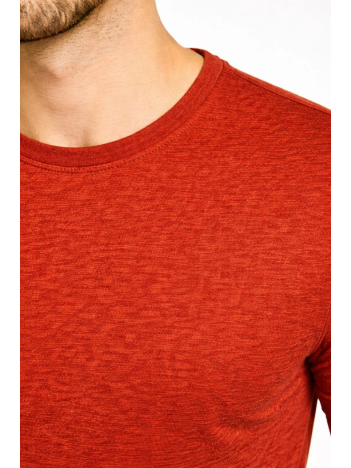 Erkek Flam Kumaş Melanj Dokulu Regular Fit Tişört Bisiklet Yaka Yazlık T-shirt - Kiremit Erkek Flam Kumaş Melanj Dokulu Regular Fit Tişört Bisiklet Yaka Yazlık T-shirt - Kiremit