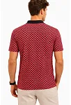 Erkek Pike Kumaş Polo Yaka Desenli Tişört Kısa Kol Yazlık T-shirt - Kırmızı