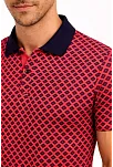 Erkek Pike Kumaş Polo Yaka Desenli Tişört Kısa Kol Yazlık T-shirt - Kırmızı