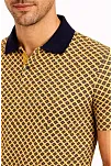 Erkek Pike Kumaş Polo Yaka Desenli Tişört Kısa Kol Yazlık T-shirt - Sarı