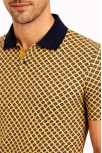 Erkek Pike Kumaş Polo Yaka Desenli Tişört Kısa Kol Yazlık T-shirt - Sarı