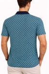 Erkek Pike Kumaş Polo Yaka Desenli Tişört Kısa Kol Yazlık T-shirt - Turkuaz