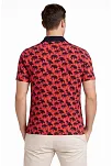 Erkek Pike Kumaş Polo Yaka Palmiye Desenli Tişört Kısa Kol Yazlık T-shirt - Kırmızı