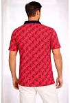 Erkek Pike Kumaş Polo Yaka Palmiye Desenli Tişört Kısa Kol Yazlık T-shirt - Kırmızı