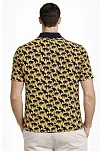 Erkek Pike Kumaş Polo Yaka Palmiye Desenli Tişört Kısa Kol Yazlık T-shirt - Sarı