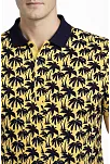 Erkek Pike Kumaş Polo Yaka Palmiye Desenli Tişört Kısa Kol Yazlık T-shirt - Sarı