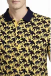 Erkek Pike Kumaş Polo Yaka Palmiye Desenli Tişört Kısa Kol Yazlık T-shirt - Sarı