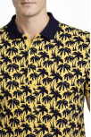 Erkek Pike Kumaş Polo Yaka Palmiye Desenli Tişört Kısa Kol Yazlık T-shirt - Sarı