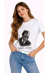 Kız Çocuk Atatürk Baskılı Tişört Kısa Kollu Bisiklet Yaka T-shirt - Beyaz Kız Çocuk Atatürk Baskılı Tişört Kısa Kollu Bisiklet Yaka T-shirt - Beyaz