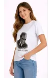 Kız Çocuk Atatürk Baskılı Tişört Kısa Kollu Bisiklet Yaka T-shirt - Beyaz