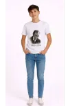 Erkek Çocuk Atatürk Baskılı Tişört Kısa Kollu Bisiklet Yaka T-shirt - Beyaz