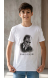 Erkek Çocuk Atatürk Baskılı Tişört Kısa Kollu Bisiklet Yaka T-shirt - Beyaz