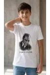 Erkek Çocuk Atatürk Baskılı Tişört Kısa Kollu Bisiklet Yaka T-shirt - Beyaz