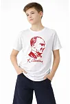 Erkek Çocuk Atatürk Baskılı Tişört Kısa Kollu Bisiklet Yaka T-shirt - Beyaz