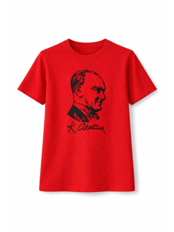 Kız Çocuk Atatürk Baskılı Tişört Kısa Kollu Bisiklet Yaka T-shirt - Kırmızı Kız Çocuk Atatürk Baskılı Tişört Kısa Kollu Bisiklet Yaka T-shirt - Kırmızı