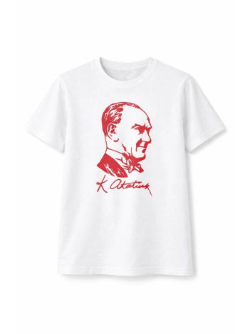 Erkek Çocuk Atatürk Baskılı Tişört Kısa Kollu Bisiklet Yaka T-shirt - Beyaz Erkek Çocuk Atatürk Baskılı Tişört Kısa Kollu Bisiklet Yaka T-shirt - Beyaz