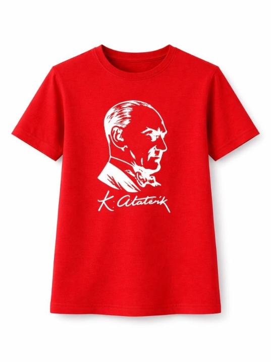 Kız Çocuk Atatürk Baskılı Tişört Kısa Kollu Bisiklet Yaka T-shirt - Kırmızı Kız Çocuk Atatürk Baskılı Tişört Kısa Kollu Bisiklet Yaka T-shirt - Kırmızı
