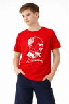 Erkek Çocuk Atatürk Baskılı Tişört Kısa Kollu Bisiklet Yaka T-shirt - Kırmızı