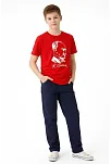 Erkek Çocuk Atatürk Baskılı Tişört Kısa Kollu Bisiklet Yaka T-shirt - Kırmızı