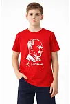 Erkek Çocuk Atatürk Baskılı Tişört Kısa Kollu Bisiklet Yaka T-shirt - Kırmızı